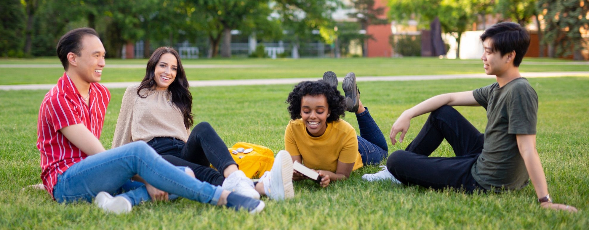 Students hanging out in quad
